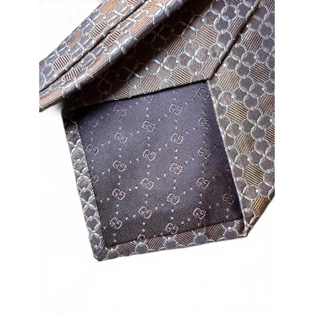 Gucci Brown Patterned Silk Tie - image 4